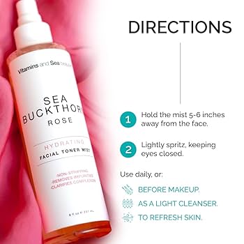 تونر مرطب للوجه بفيتامينات وجمال البحر، بخلاصة نبق البحر والورد، 237 مل